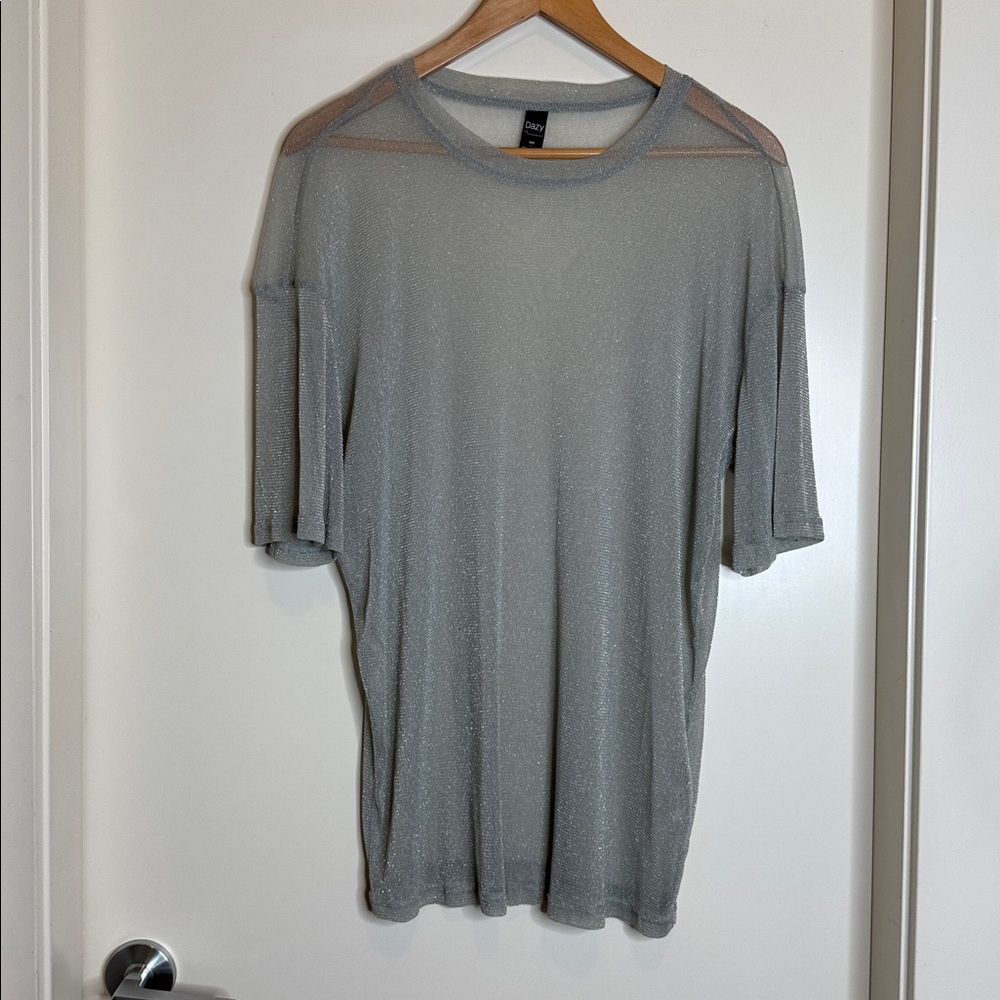 Dazy Silver Mesh Tee Size L